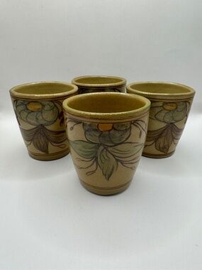 Set of 4 Olaria Algarve Studio Pottery Cups Made in Portugal